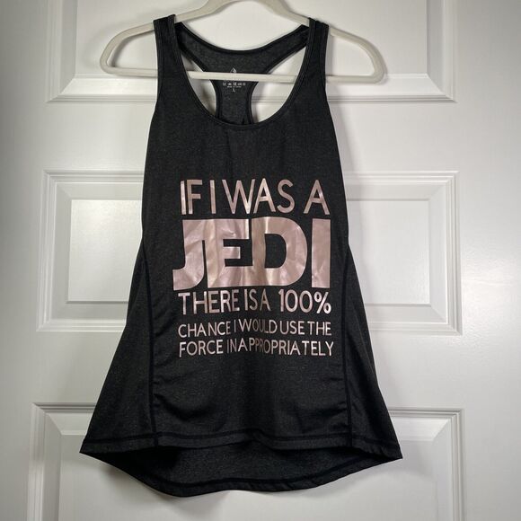 ICYZONE Black Rose Gold Workout Tank Racerback Size L If I Was A Jedi Star Wars - Picture 3 of 8